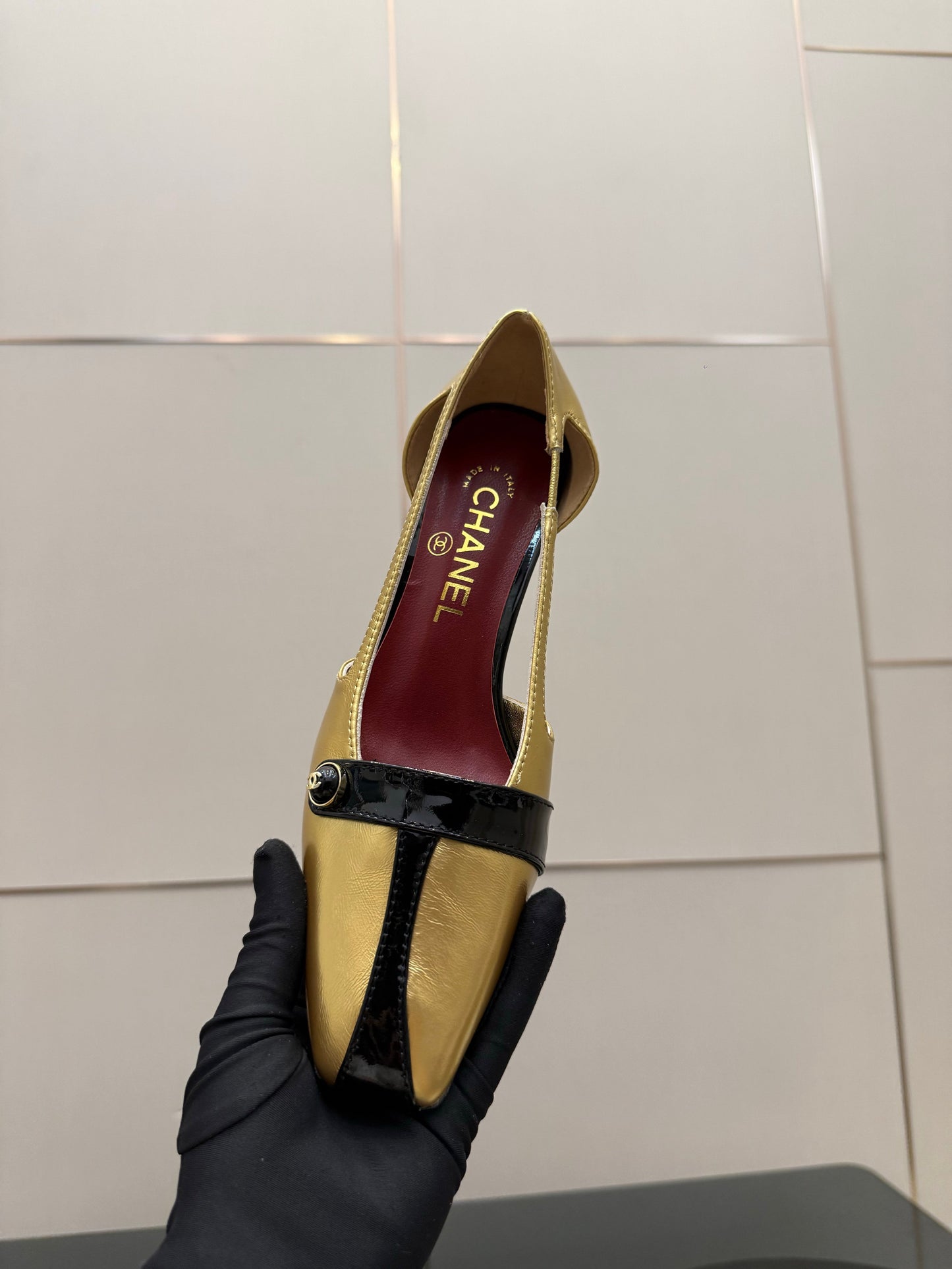 CC 26P Slingback 5cm Gold Black Patent Leather 791612