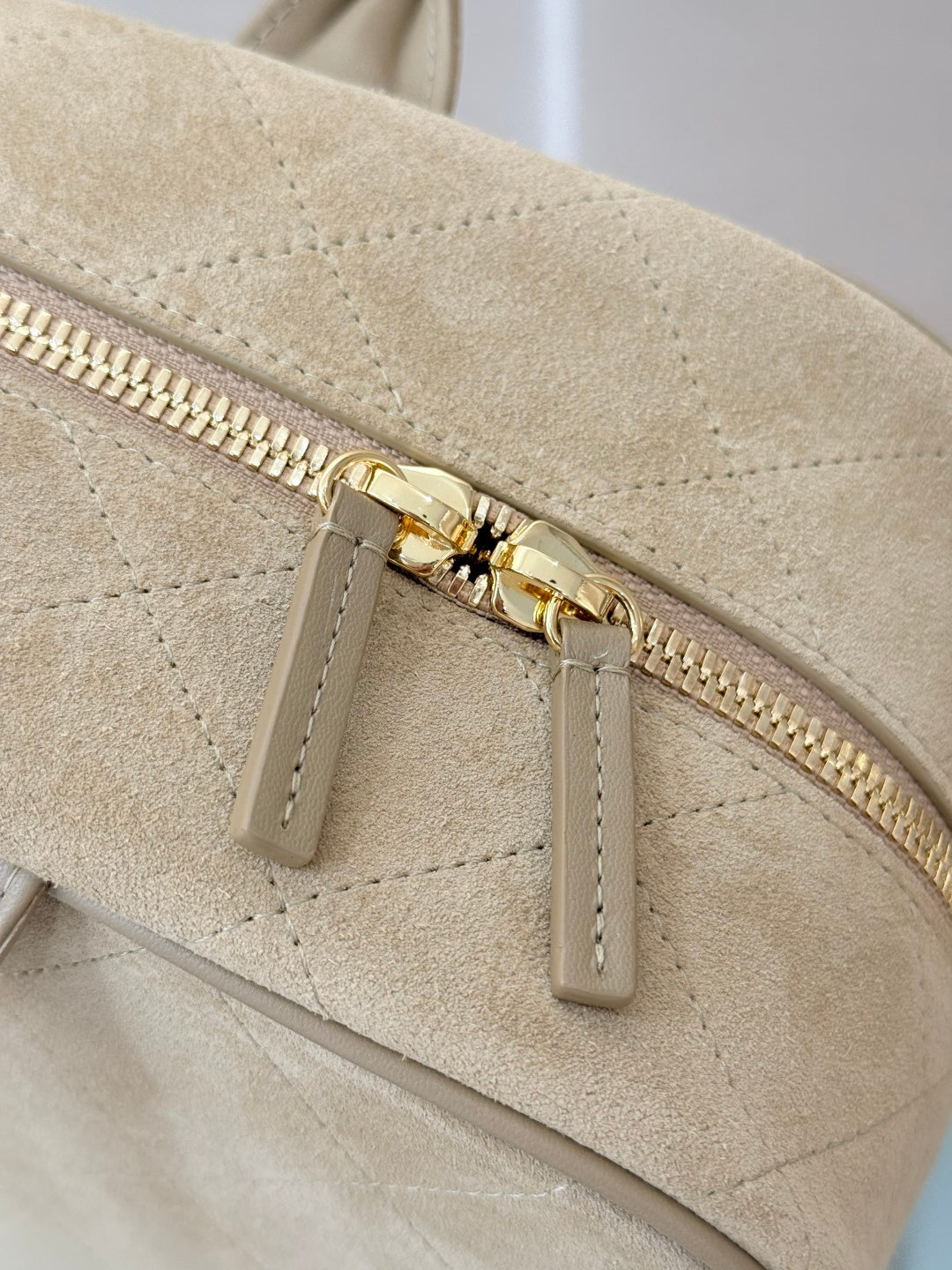 CC Maxi Bowling Bag 35.5cm Light Beige Suede