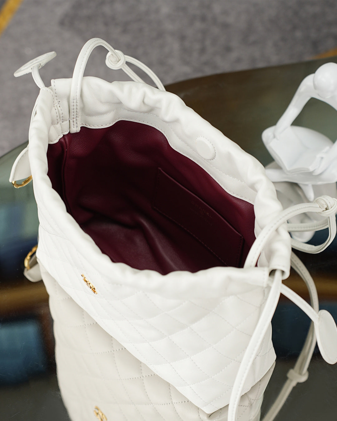 Chanel 2026 Lucky Bag 22cm White Sheepskin