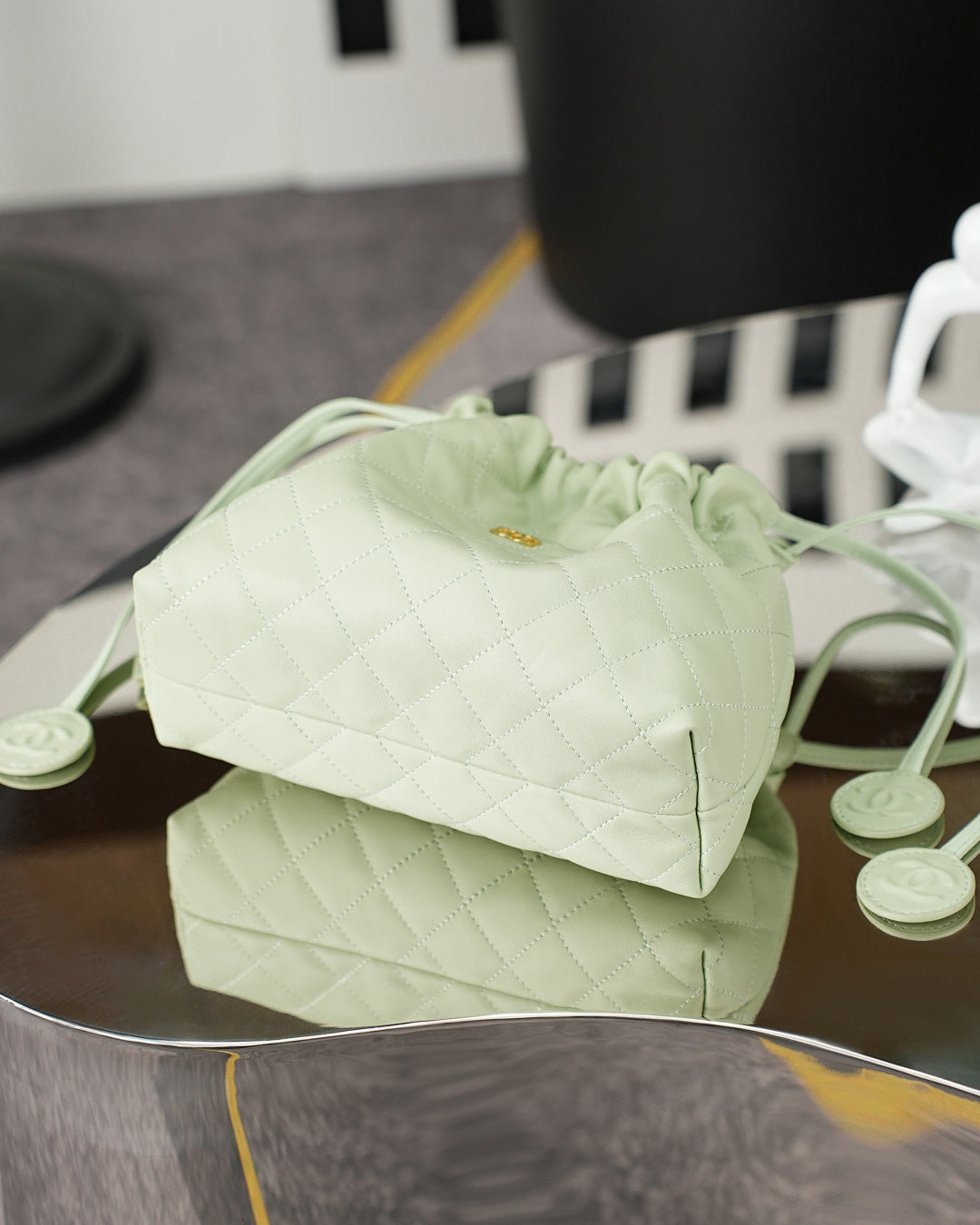 Chanel 2026 Lucky Bag 22cm Light Sage Green Sheepskin