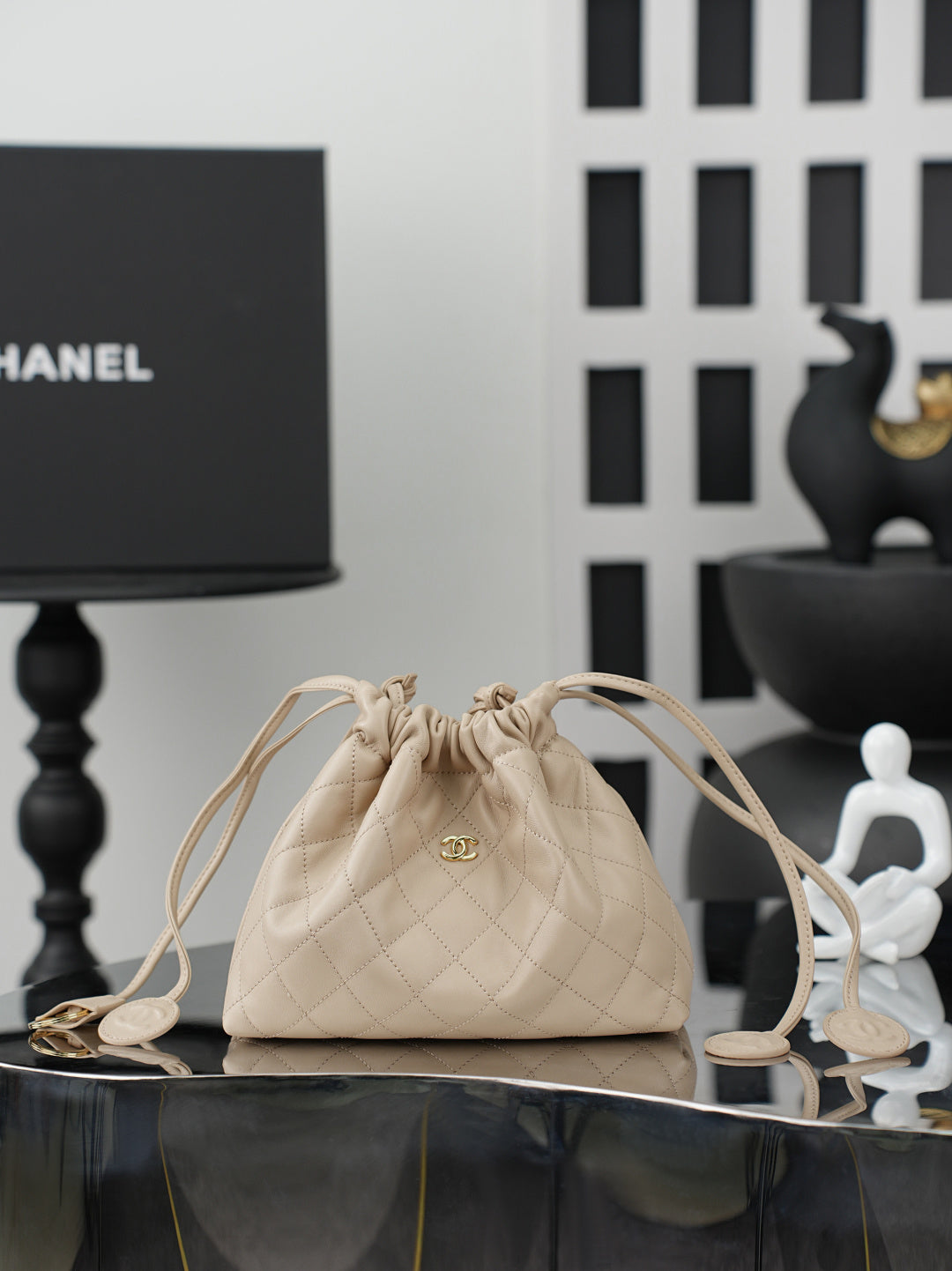 Chanel 2026 Lucky Bag 22cm Beige Sheepskin
