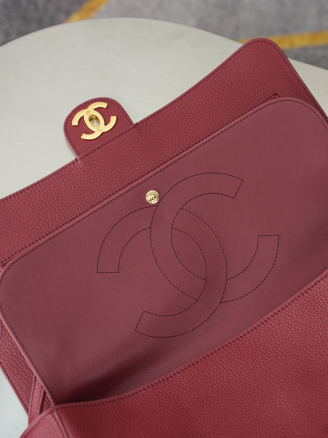 CC 26s Maxi Flap Bag 32cm Burgundy Calfskin GHW