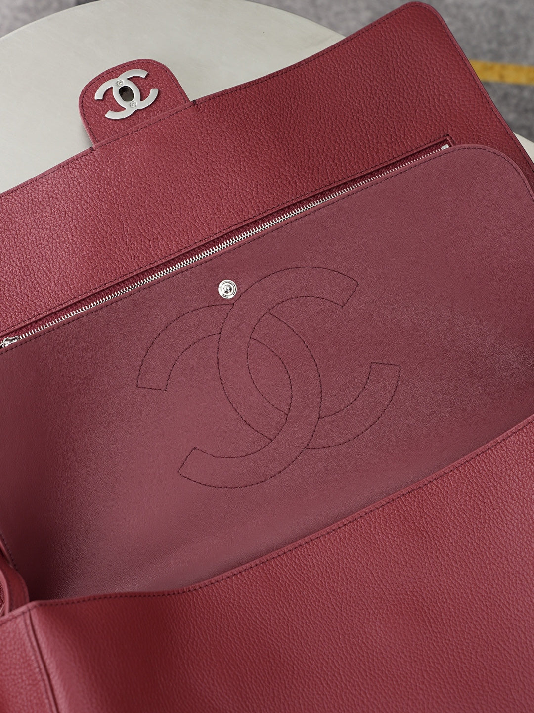 CC 26s Maxi Flap Bag 39cm Burugndy Calfskin SHW