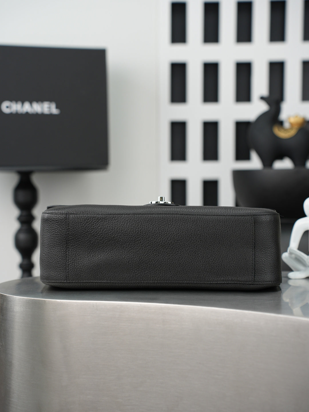 CC 26s Maxi Flap Bag 32cm Black Calfskin SHW