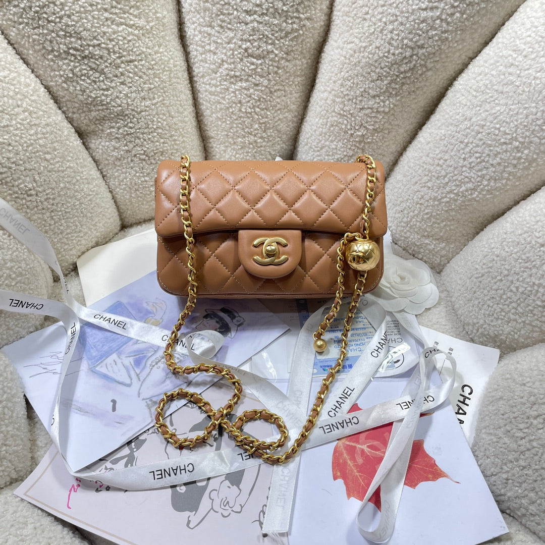 Chanel 26s Flap Bag 20 In Brown Lambskin