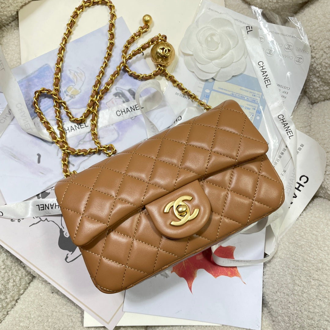 Chanel 26s Flap Bag 20 In Brown Lambskin