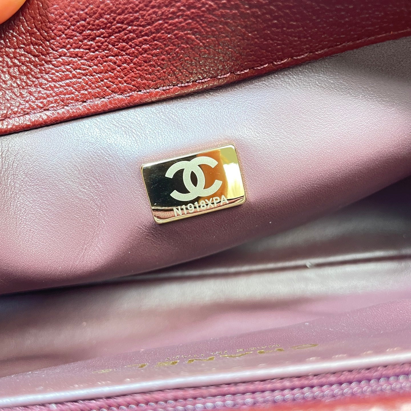 CC Maxi Flap Bag with Top Handle 31.5cm Burgundy Goatskin