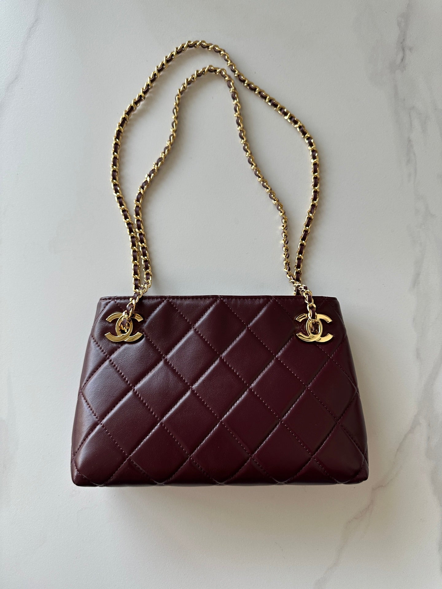 CC Mini Shopping Wine Red Quited Lambskin 292270
