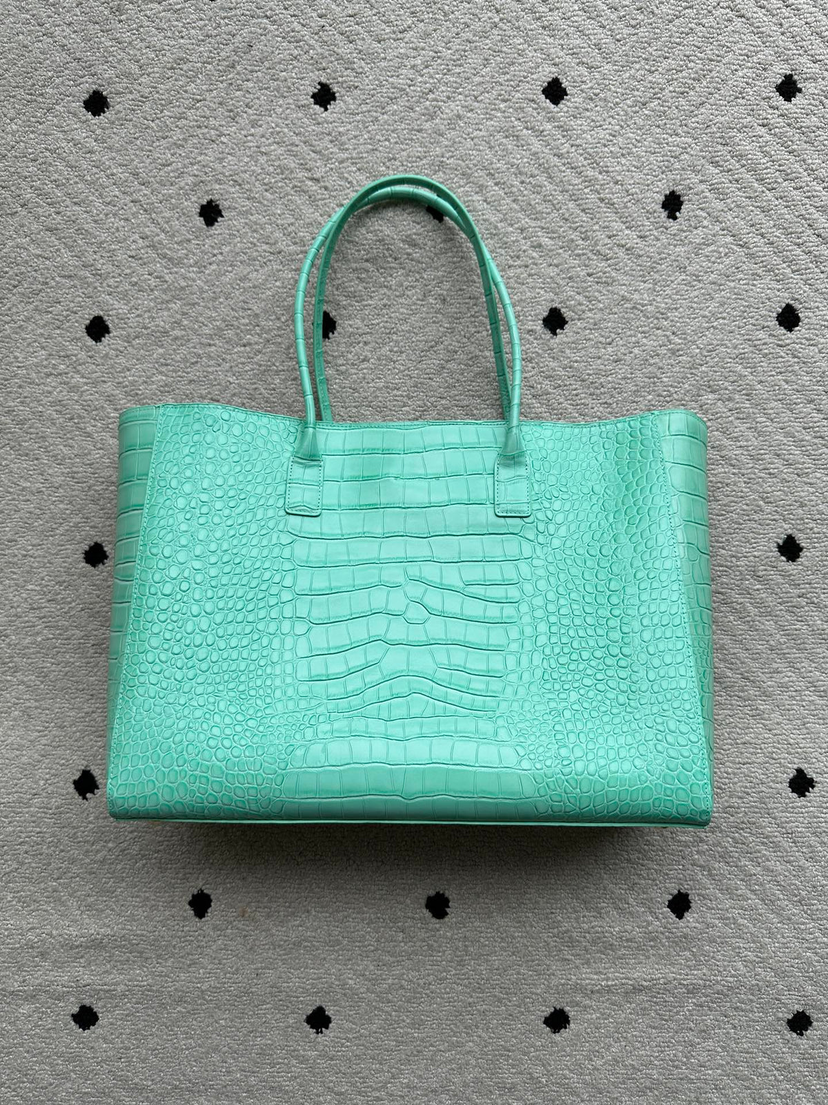 CC 2026 Large Shopping Bag 40cm Mint Green Crocodile Embossed Calfskin GHW