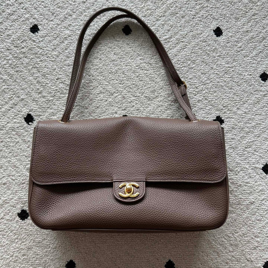 CC 26s Maxi Flap Bag 32cm Coffee Calfskin GHW