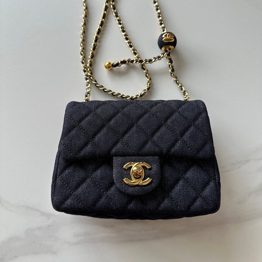 CC 26s AS1786 Mini Classic Handbag 18cm Dark Blue Denim