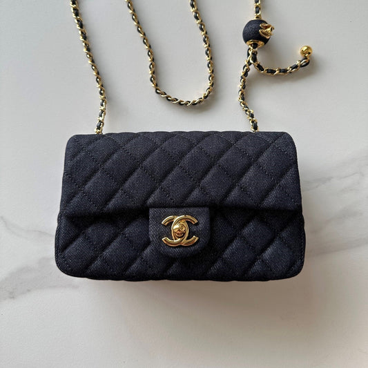 CC 26s AS1787 Mini Classic Handbag 20cm Dark Blue Denim