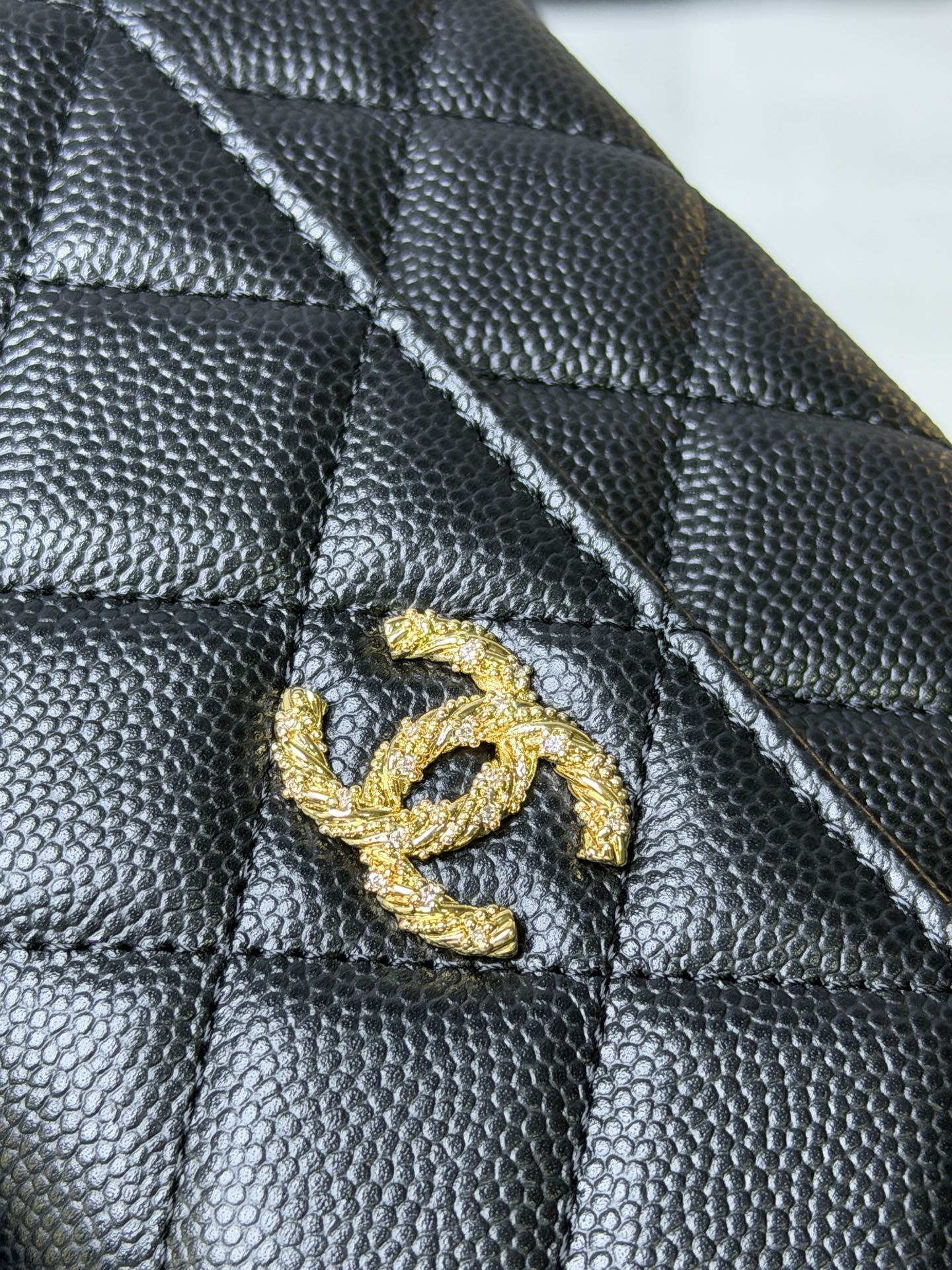 CC 26P Long Flip Wallet Black Quited Caviar Leather