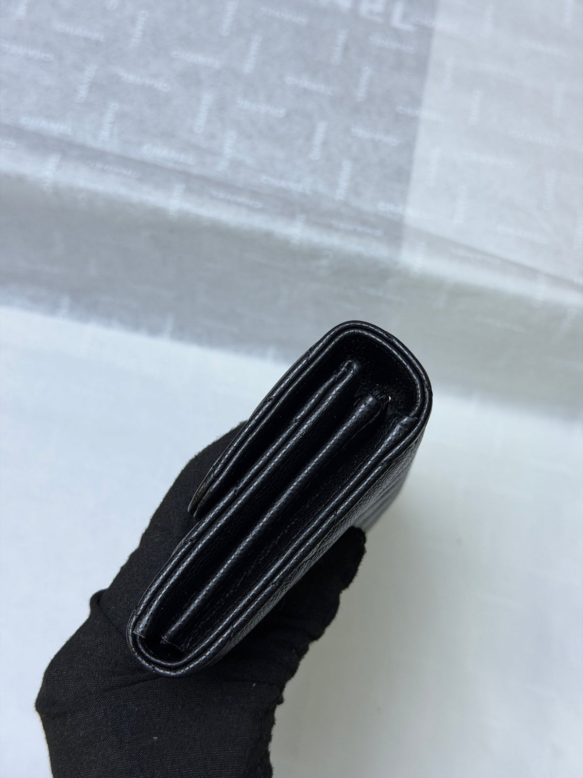 CC 26P Long Flip Wallet Black Quited Caviar Leather