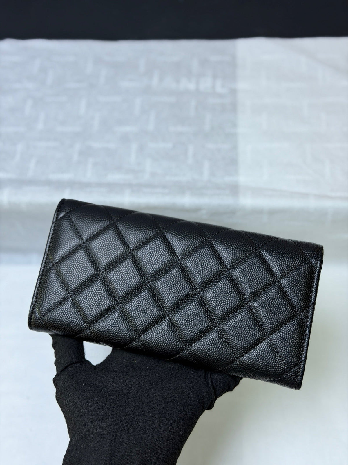 CC 26P Long Flip Wallet Black Quited Caviar Leather
