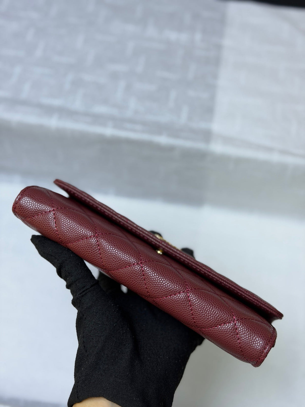 CC 26P Long Flip Wallet Burgundy Quited Caviar Leather