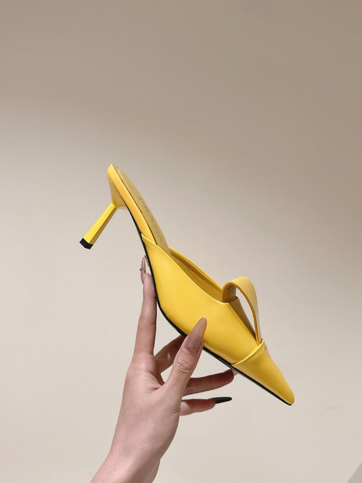 PRA 2026S High Heel Mule 80 Yellow Sheepskin 657668