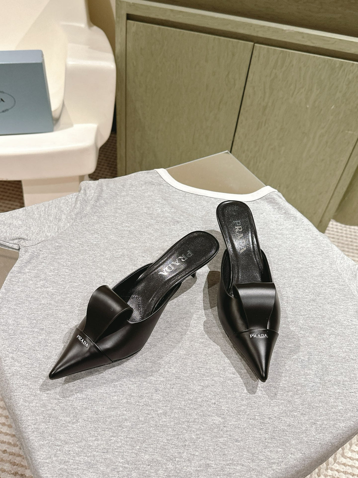 PRA 2026S High Heel Mule 65 Black Sheepskin  657674