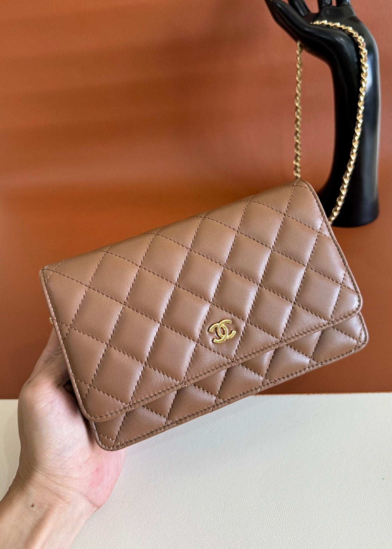 CC WOC 20cm Brown Lambskin GHW 223279