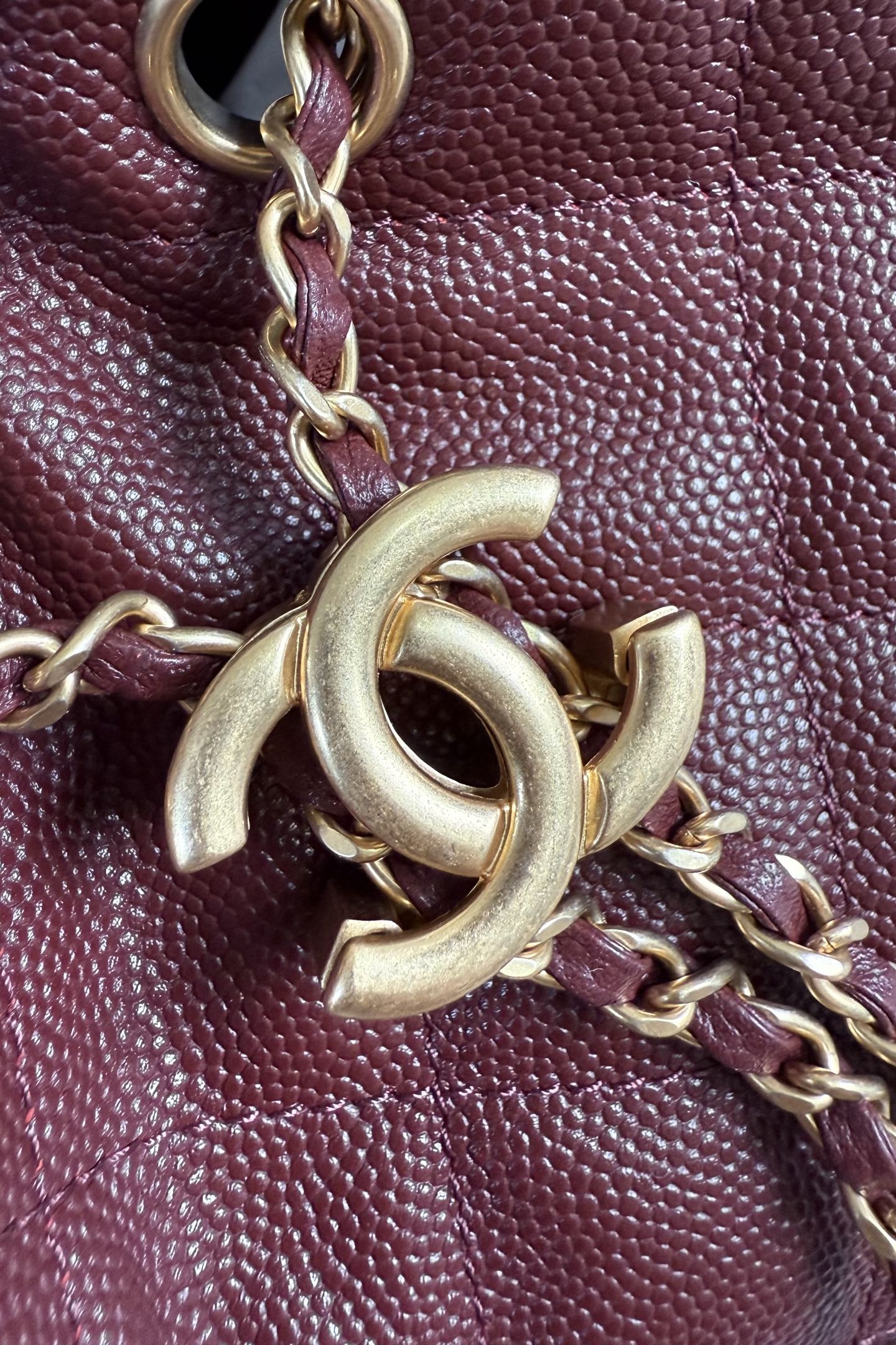 CC 25 Hobo Bag Burgundy Grained Calfskin Leather GHW 282512