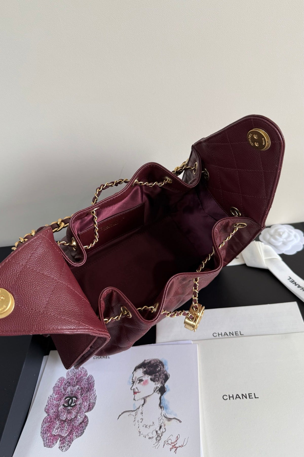 CC 25 Hobo Bag Burgundy Grained Calfskin Leather GHW 282512