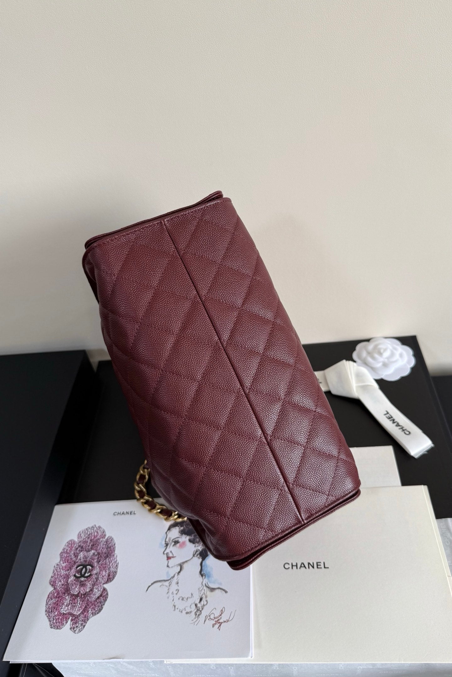 CC 25 Hobo Bag Burgundy Grained Calfskin Leather GHW 282512
