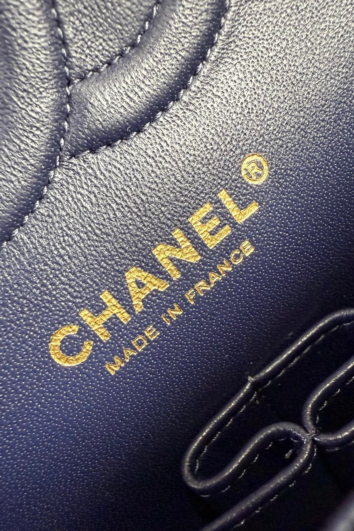 CC Classic Double Flap Bag 25cm Navy Blue Caviar Leather