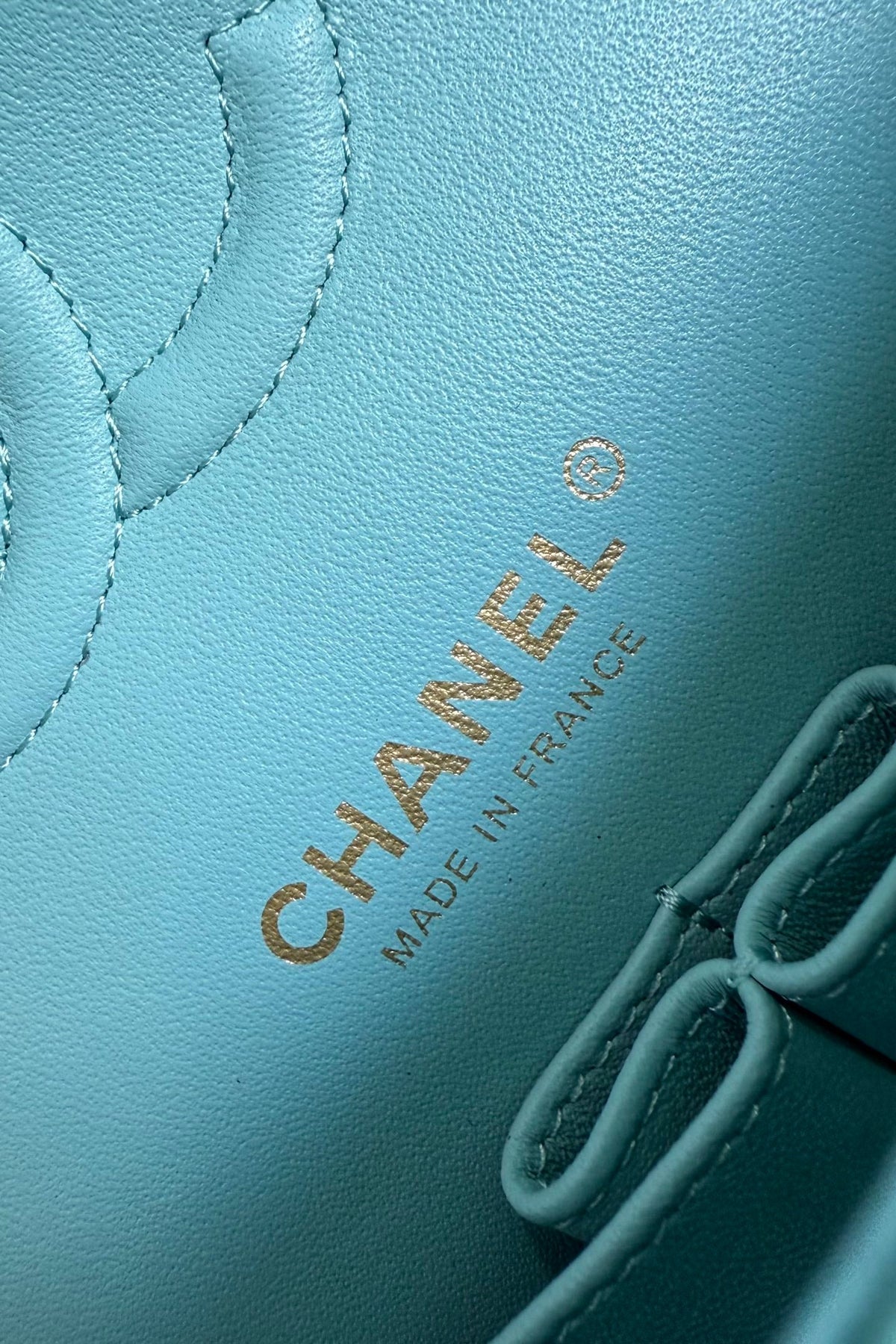 CC Classic Double Flap Bag 25cm Sky Blue Caviar Leather