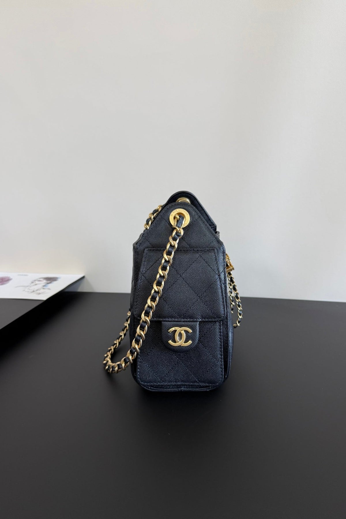 CC 25 Mini Hobo Bag Navy Blue Caviar Leather GHW 282555