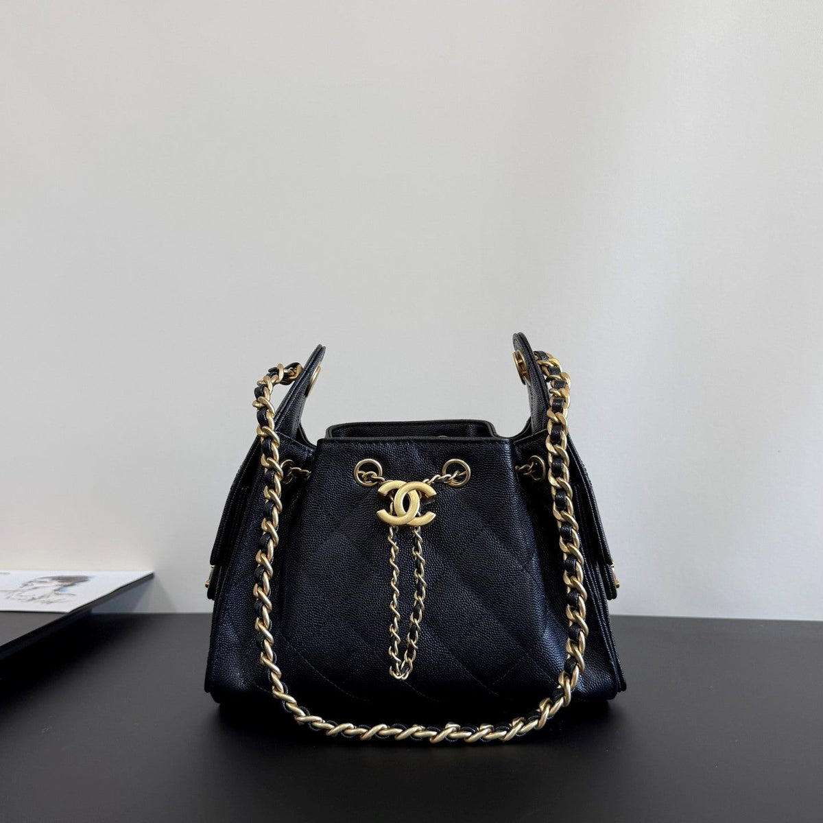CC 25 Mini Hobo Bag Navy Blue Caviar Leather GHW 282555