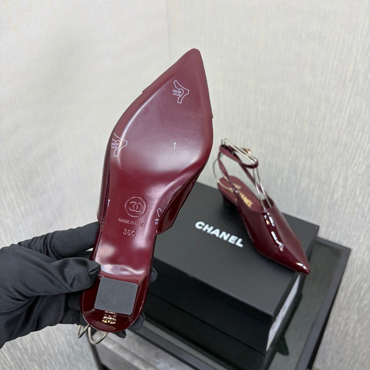 CC 2026 Slingback 4cm Burgundy Patent Leather 688714