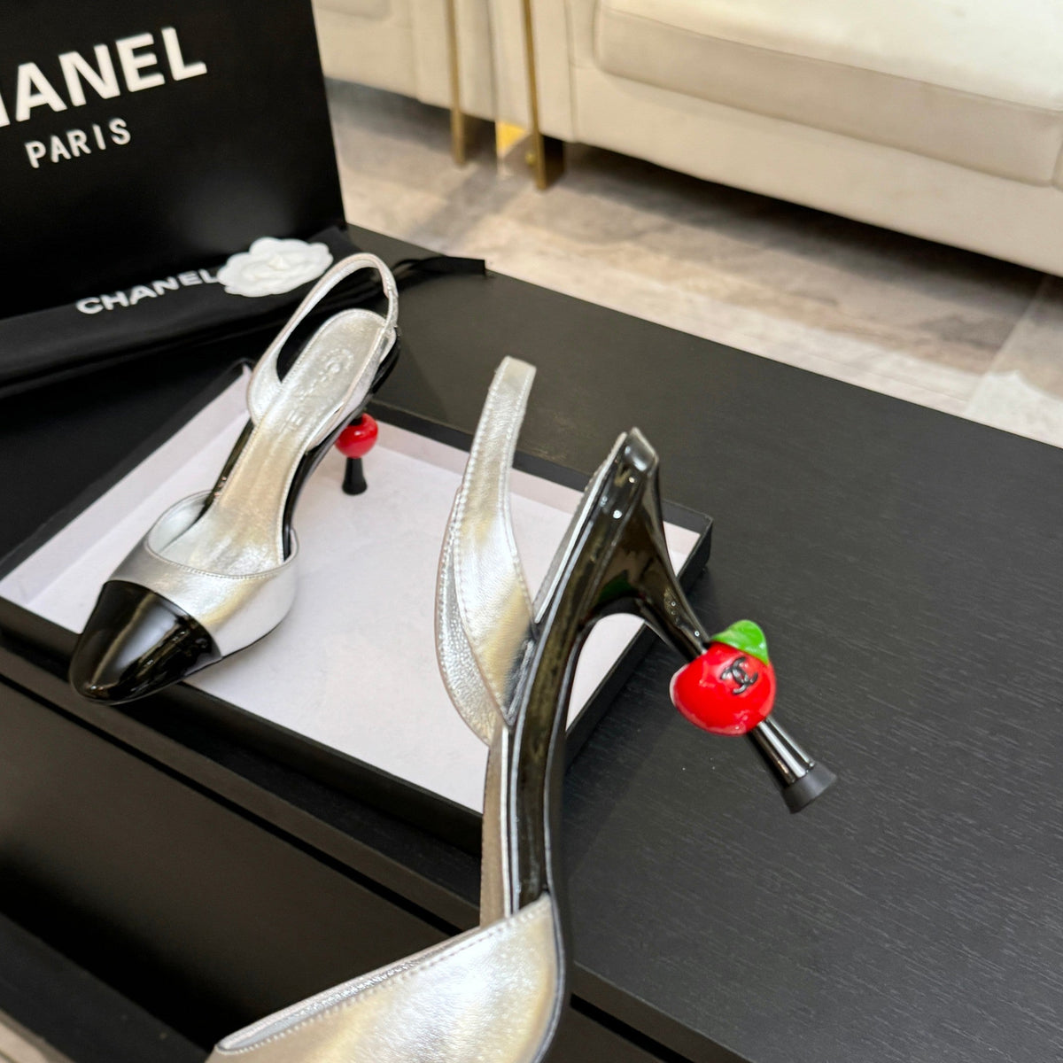 CC Métiers d’art 2026 Slingbacks 8.5cm Sliver Leather 847282