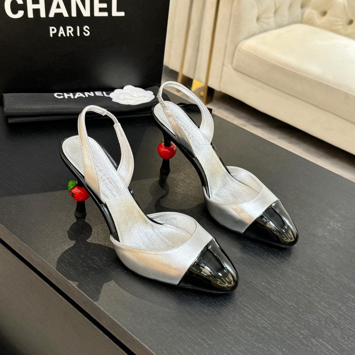CC Métiers d’art 2026 Slingbacks 8.5cm Sliver Leather 847282