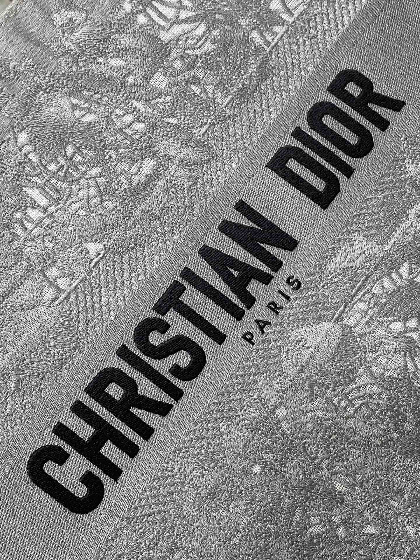 CD Medium Dior Book Tote Scotland’s National Flower Pattern Grey Cotton