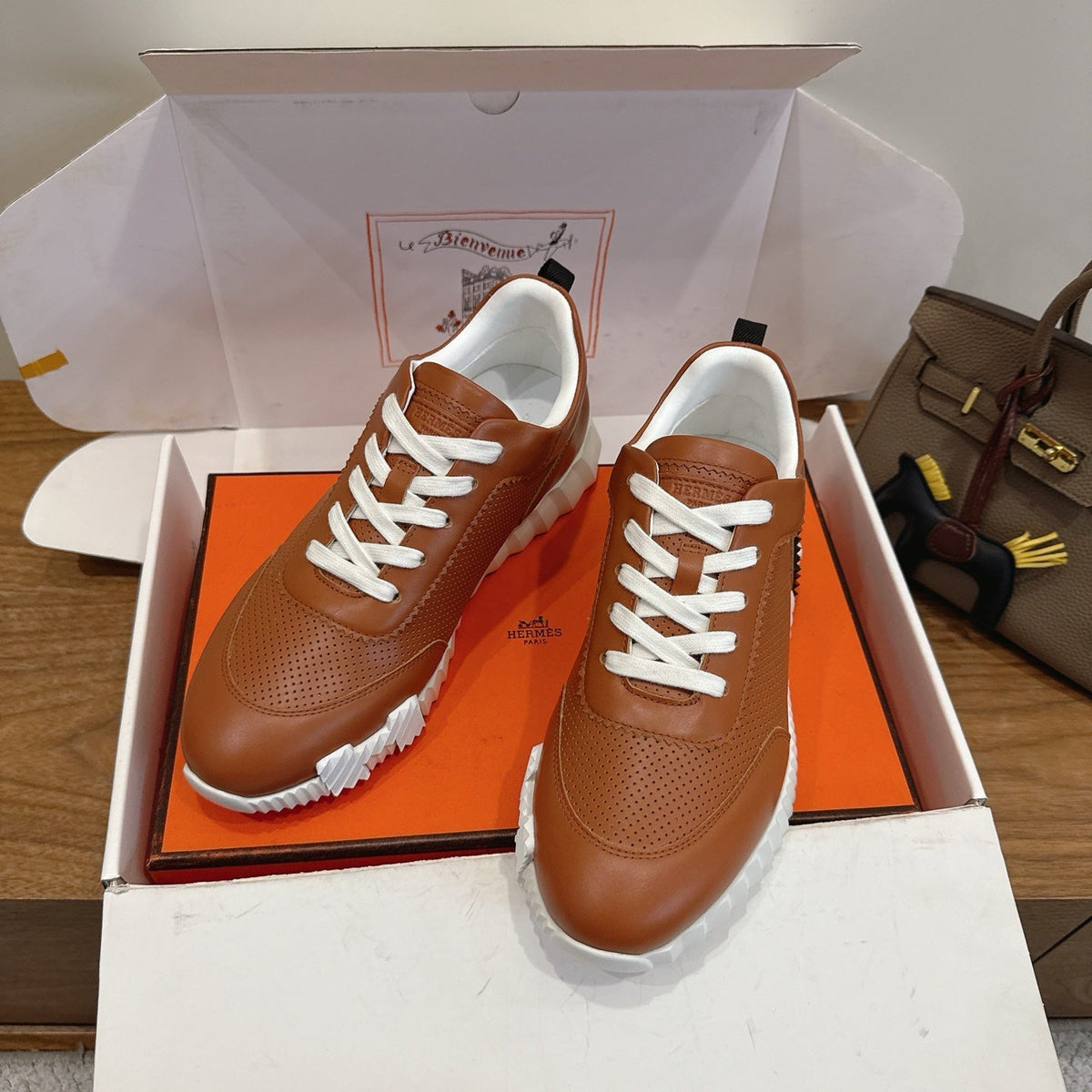 HM 26ss Sneakers Camel Brown Leather 638574