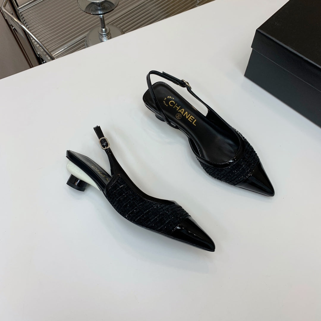 CC 26s Slingback 3.5cm Black Wool Patent Calfskin 792591