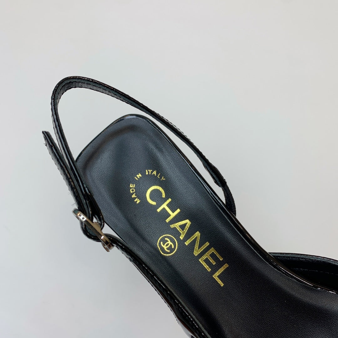 CC 26s Slingback 3.5cm Black Wool Patent Calfskin 792591