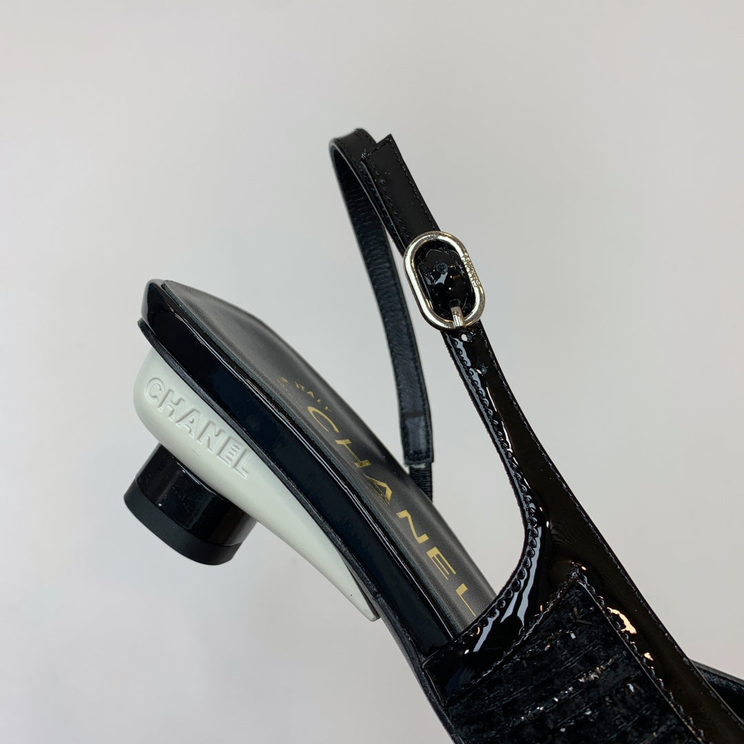 CC 26s Slingback 3.5cm Black Wool Patent Calfskin 792591