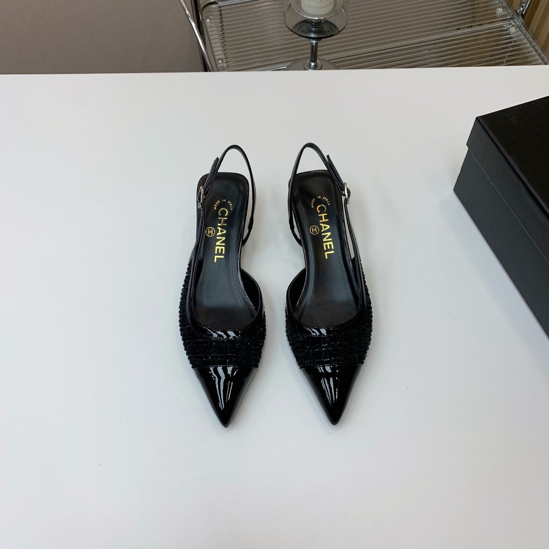 CC 26s Slingback 3.5cm Black Wool Patent Calfskin 792591