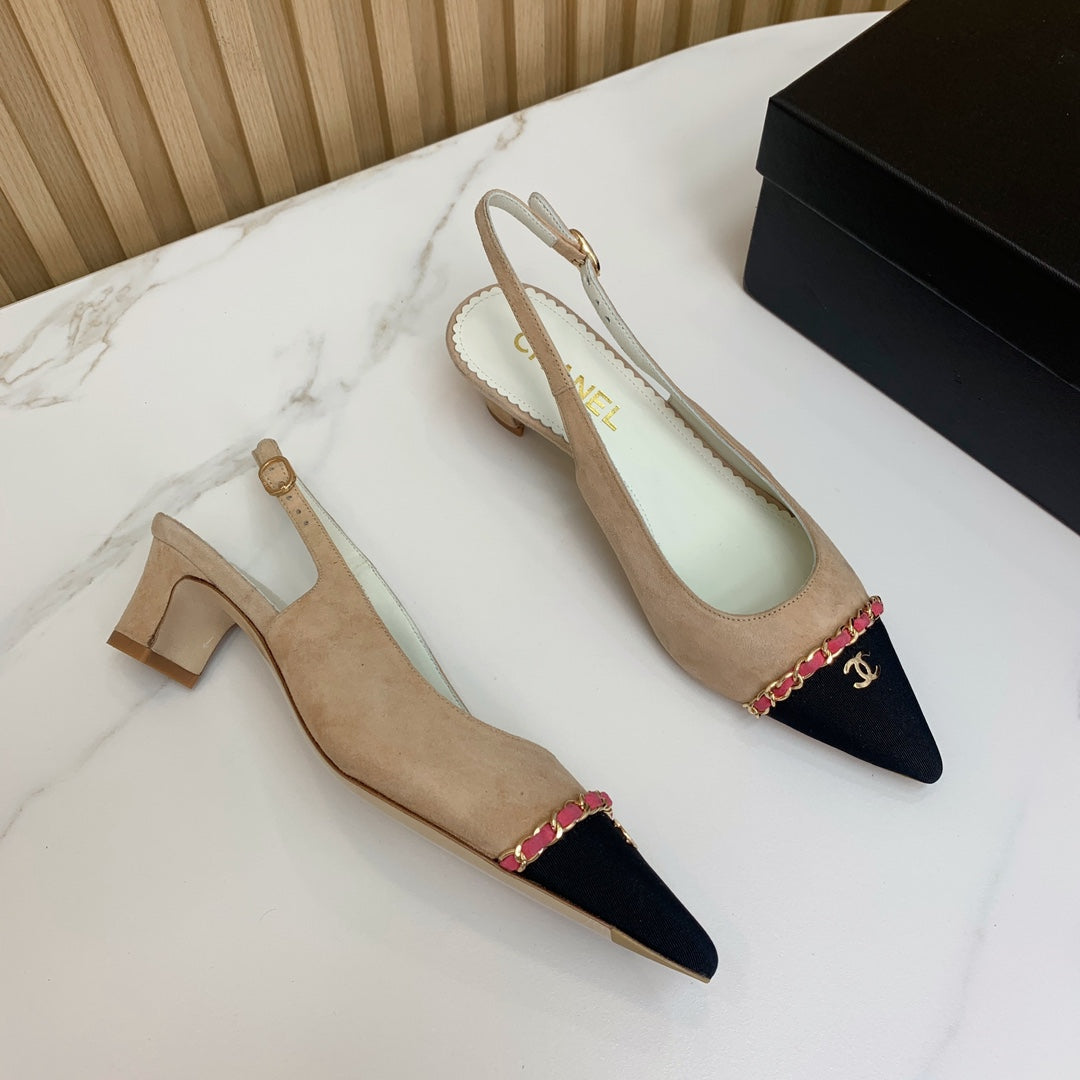 CC 26s Slingback 4.5cm Chain Khahi Suede 792605