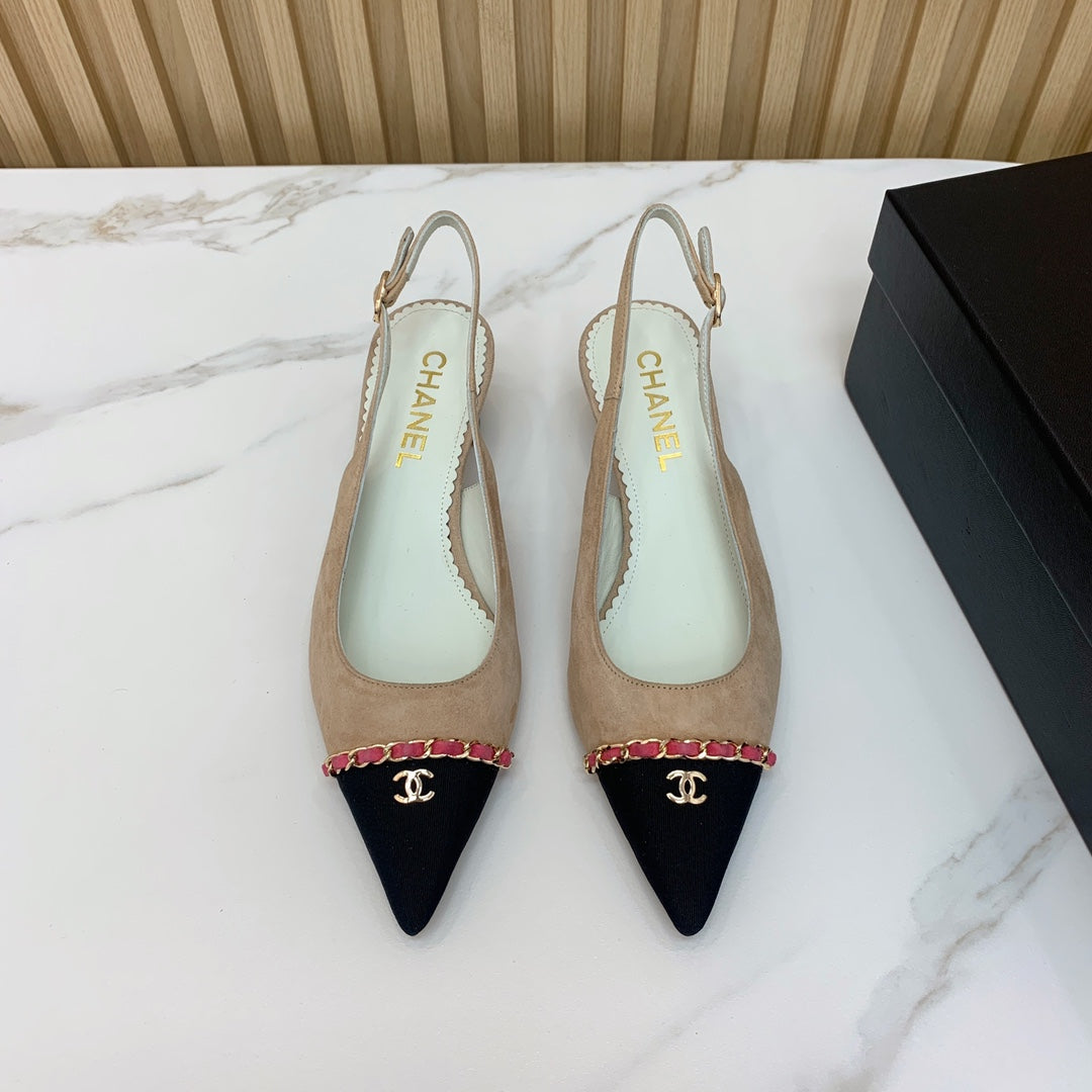 CC 26s Slingback 4.5cm Chain Khahi Suede 792605