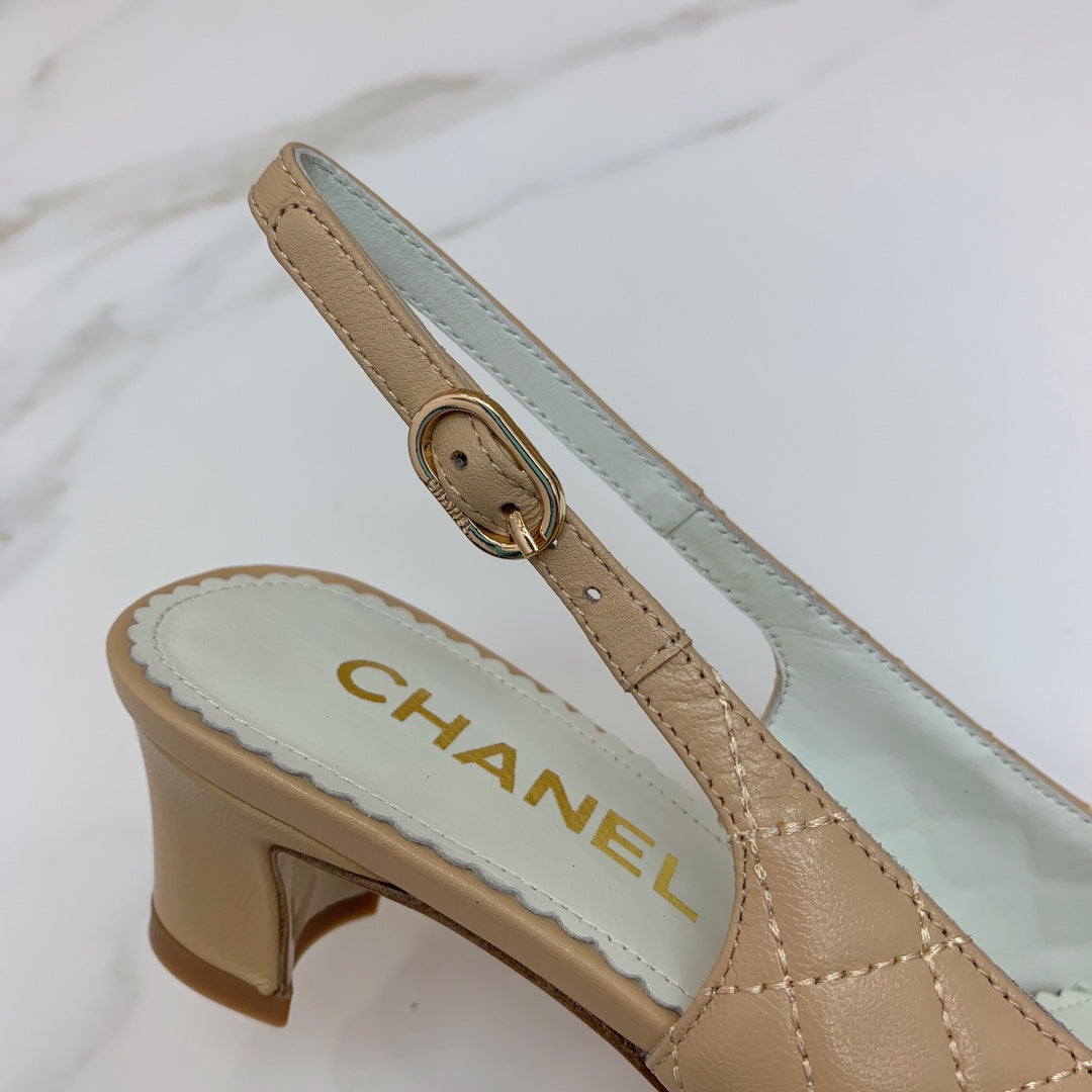 CC 26s Slingback 4.5cm Chain Beige Quilted Lambskin 792609