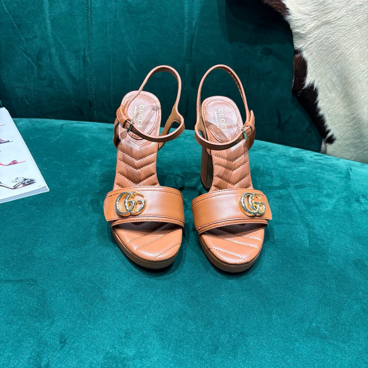 GG Platform Sandals With The Double G Brown Leather 741237