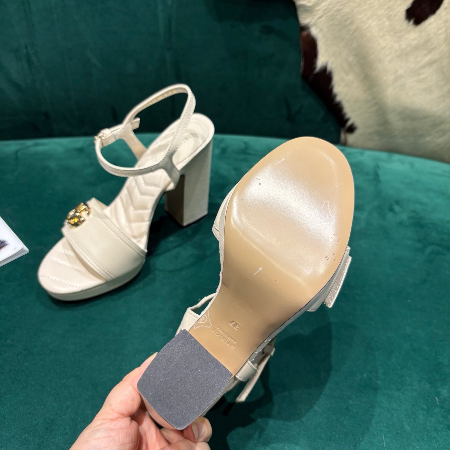GG Platform Sandals With The Double G White Leather 741238