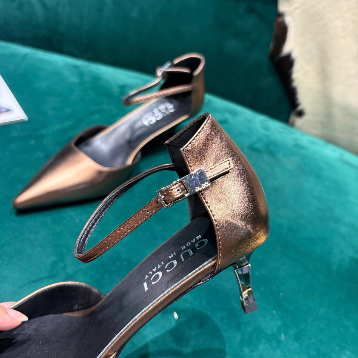 GG Bombshell Pump Copper Laminated Leather 741249