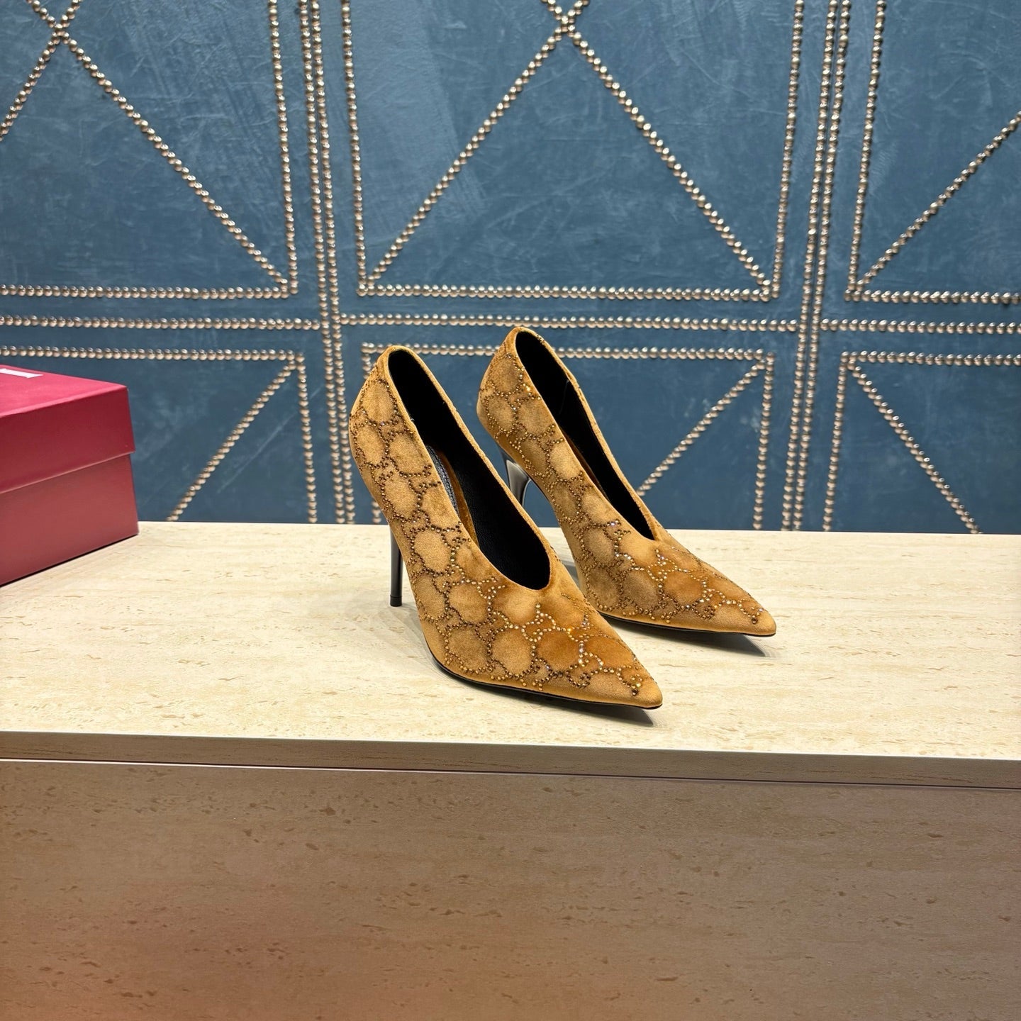 GG High-Heeled Pump 10.5cm Brown Velvet 741293