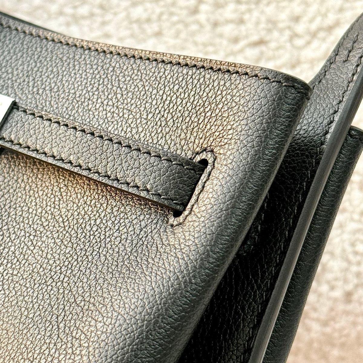 HM So Kelly Shoulder Bag 22cm Black Cowhide 284544