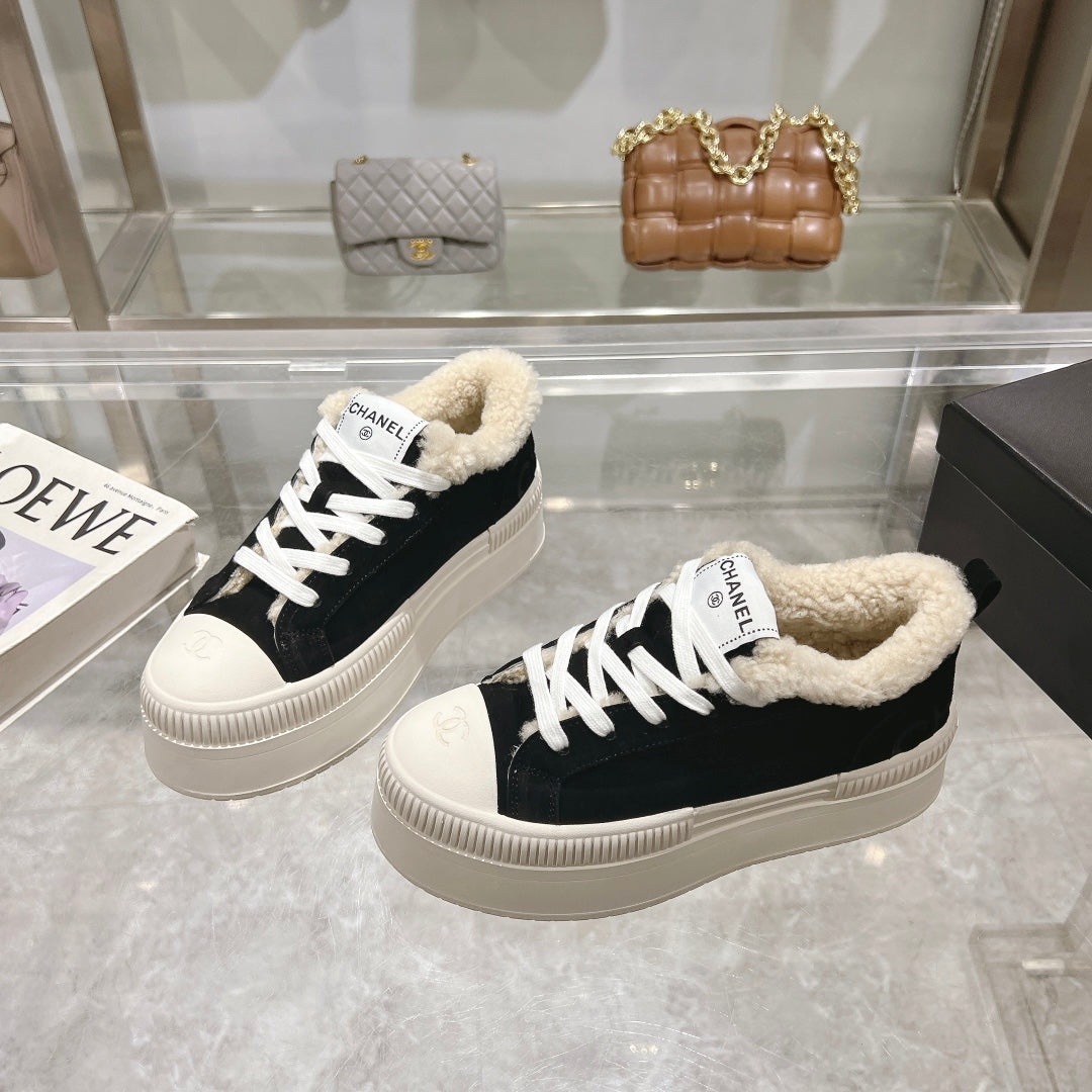 CC Sneaker Black Suede Wool Lining