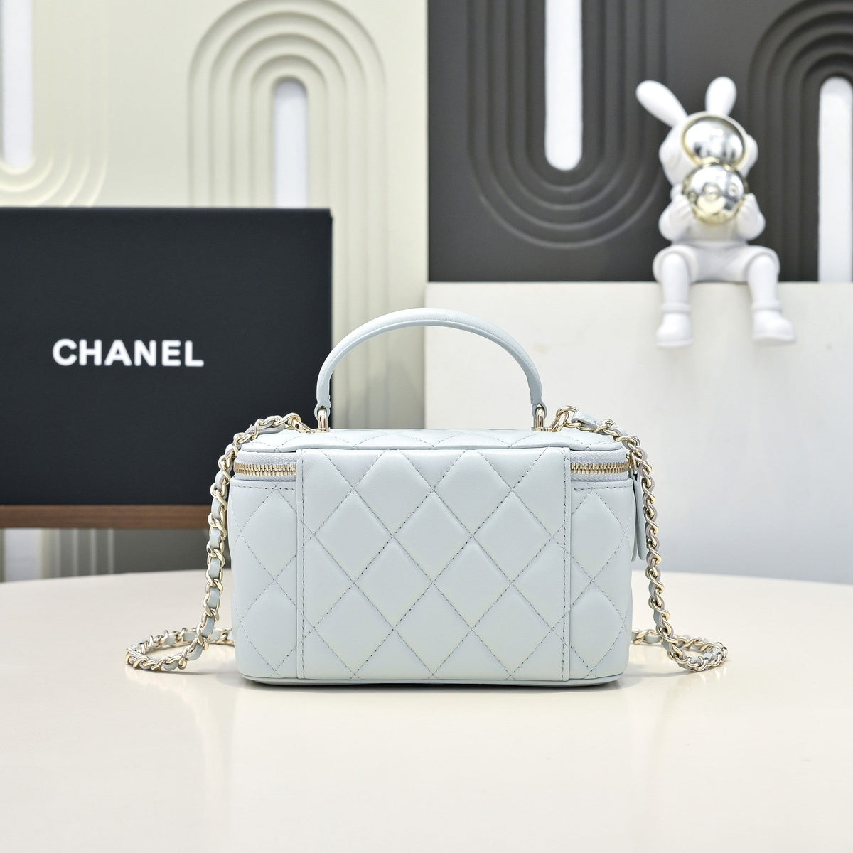 CC 26s Vanity Case Light Blue Pastel Quilted Lambskin 286287
