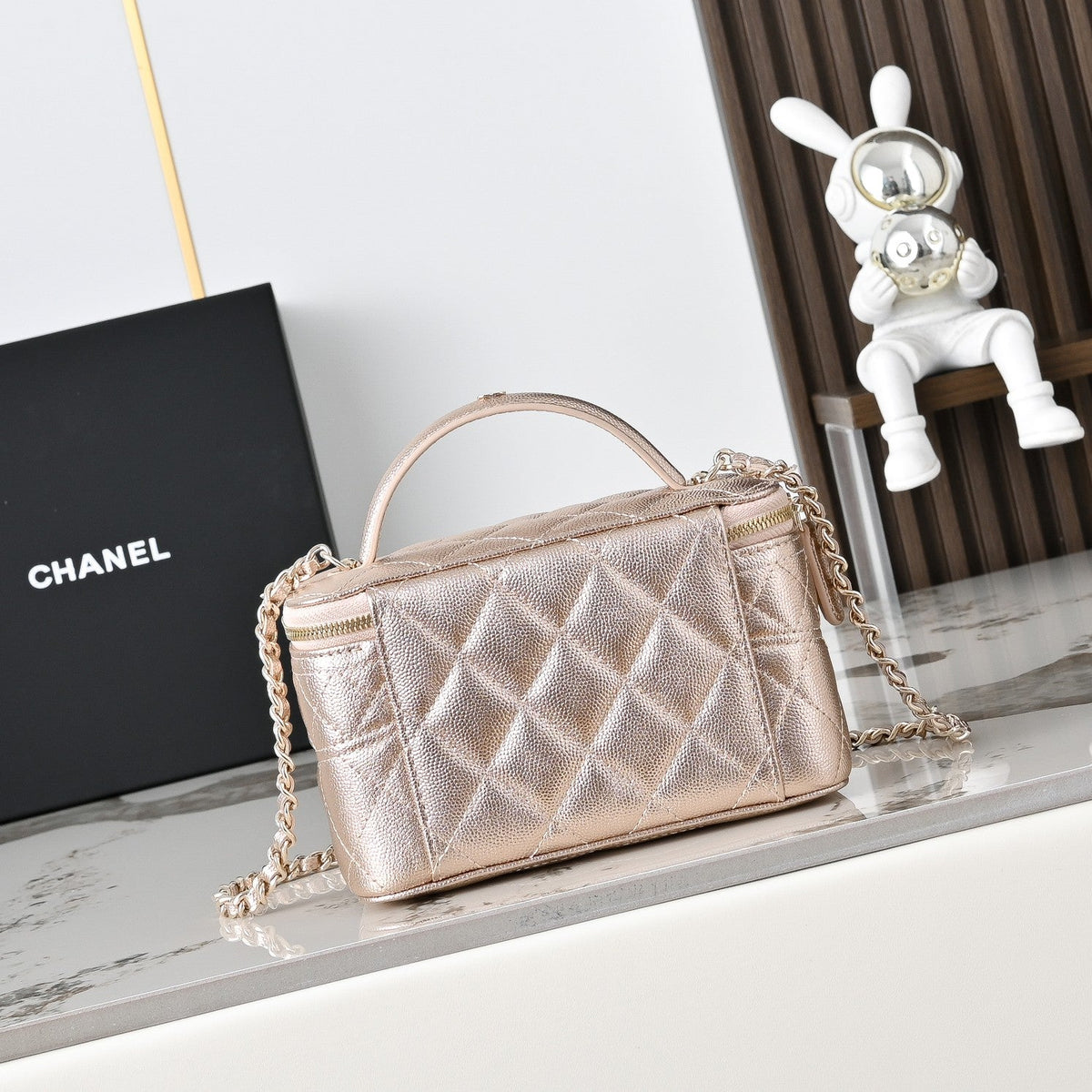 CC 25C Vanity Case Metallic Copper Caviar Leather 286277